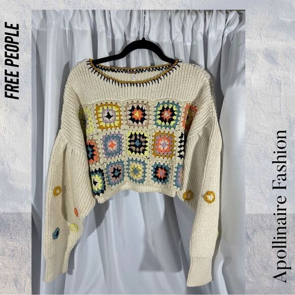 FREE PEOPLE DAHLIA CROCHET PULLOVER TOP NEW SMALL AND XS AVAILABLE - Picture 7 of 9